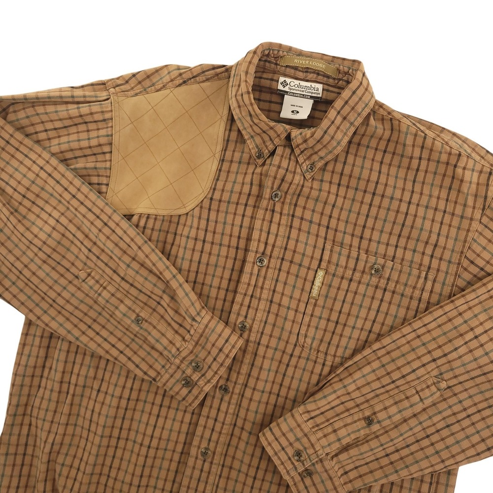 Columbia River Lodge Shirt Mens M Plaid Long Sleeve Button Up Hunting Vintage